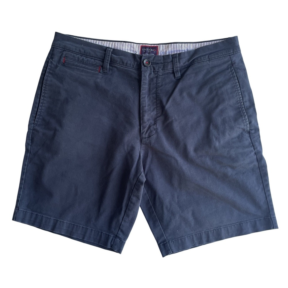 UNTUCKit Mens St. Vincent Chino Shorts Navy Blue Cotton Stretch Size 34 40500